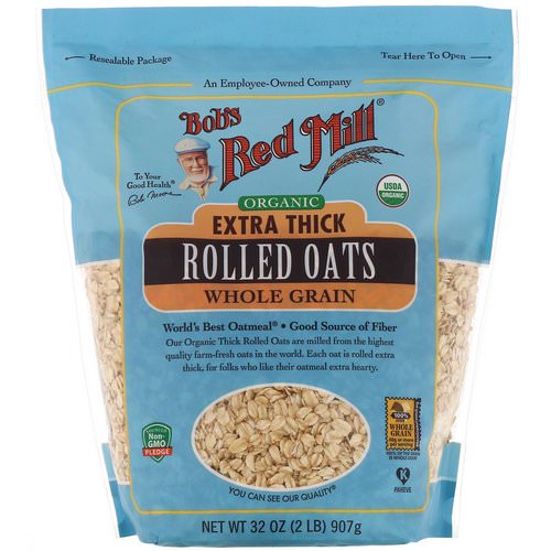 Bob's Red Mill, Organic, Extra Thick Rolled Oats, Whole Grain, 32 oz (907 g) فوائد