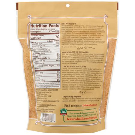 Bob's Red Mill, Organic Golden Flaxseed Meal, 16 oz (453 g):مكملات بذ,ر الكتان, Omegas EPA DHA