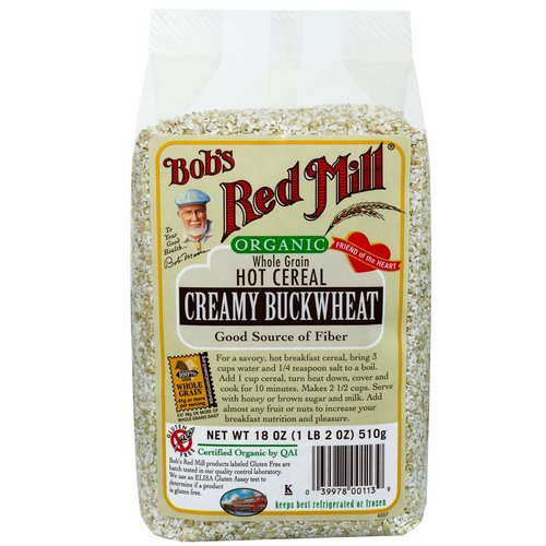 Bob's Red Mill, Organic Hot Cereal, Creamy Buckwheat, Whole Grain, 18 oz (510 g) فوائد