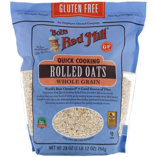 Bob's Red Mill, Quick Cooking Rolled Oats, Whole Grain, Gluten Free, 28 oz (794 g) فوائد