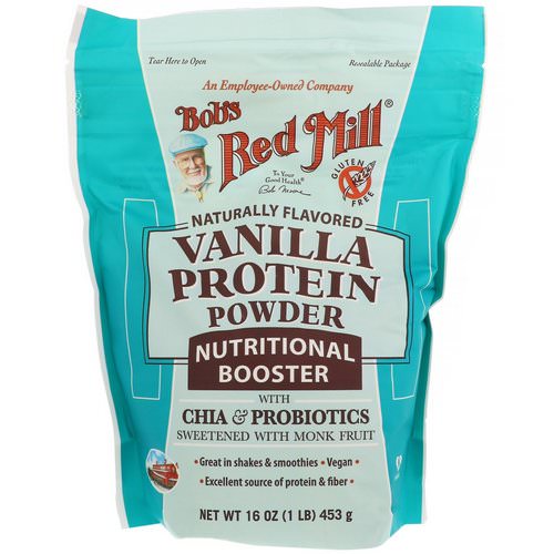 Bob's Red Mill, Vanilla Protein Powder, Nutritional Booster with Chia & Probiotics, 16 oz (453 g) فوائد