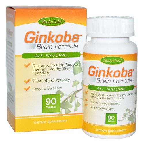 BodyGold, Ginkoba Brain Formula, 90 Tablets فوائد