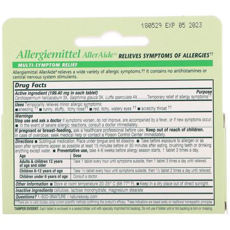 Boericke & Tafel, Allergy Relief, Allergiemittel AllerAide, 40 Tablets:المعالجة المثلية, الأعشاب