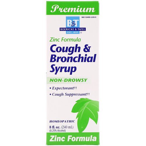 Boericke & Tafel, Cough & Bronchial Syrup, with Zinc, 8 fl oz فوائد
