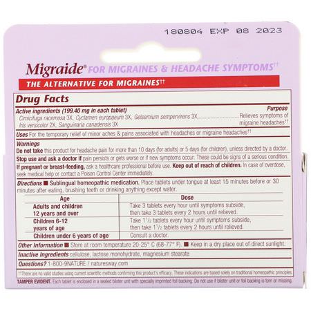 Boericke & Tafel, Migraide, 40 Tablets:تخفيف الألم, الإسعافات الأ,لية