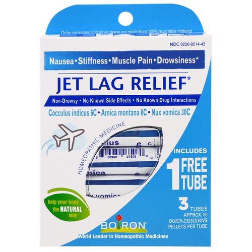 Boiron, Jet Lag Relief, 3 Tubes, 80 Quick-Dissolving Pellets Each فوائد