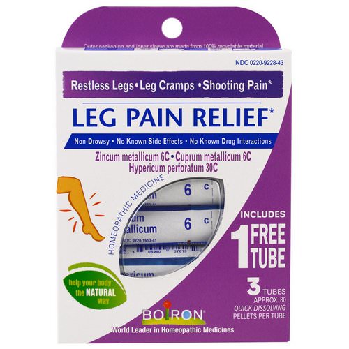 Boiron, Leg Pain Relief, 3 Tubes, 80 Quick-Dissolving Pellets Each فوائد