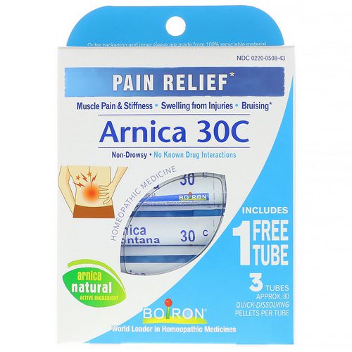 Boiron, Single Remedies, Arnica 30C, Pain Relief, 3 Tubes, 80 Pellets Each فوائد