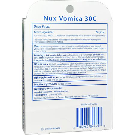 Boiron, Single Remedies, Nux Vomica, 30C, 3 Tubes, Approx 80 Pellets Each:Nux Vomica, المعالجة المثلية