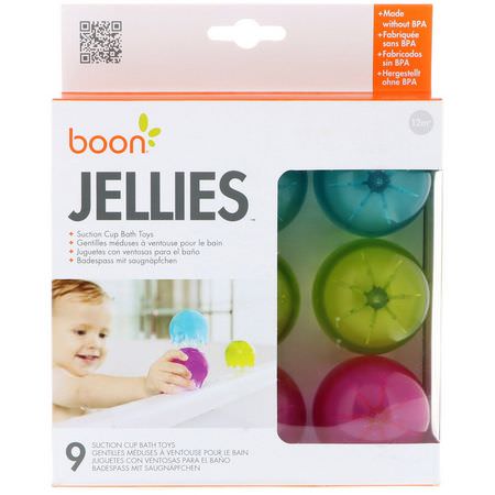 Boon, Jellies, Suction Cup Bath Toys, 12+ Months, 9 Suction Cup Bath Toys:حمام Toys, ألعاب الأطفال