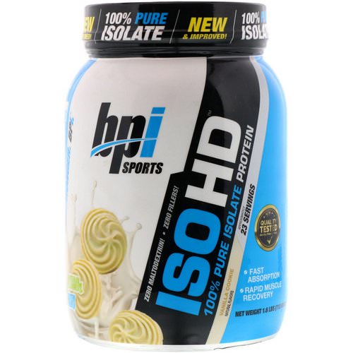 BPI Sports, ISO HD, 100% Pure Isolate Protein, Vanilla Cookie, 1.6 lbs (713 g) فوائد