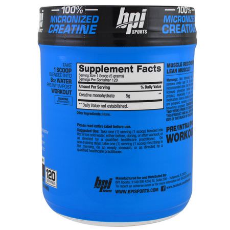 BPI Sports, Micronized Creatine, Limited Edition, Unflavored, 1.32 lbs (600 g):Micronized Creatine Monohydrate