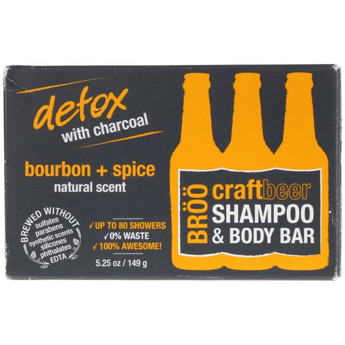 BRoo, Craft Beer Shampoo & Body Bar, Bourbon and Spice Natural Scent, 5.25 oz (149 g) فوائد
