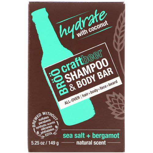 BRoo, Craft Beer Shampoo & Body Bar, Sea Salt & Bergamot, 5.25 oz (149 g) فوائد