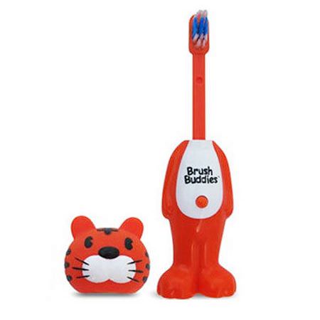 Brush Buddies, Poppin', Toothy Toby Tiger, Soft, 1 Toothbrush:فرشاة أسنان الأطفال, العناية بالفم