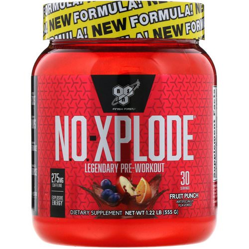 BSN, N.O.-Xplode, Legendary Pre-Workout, Fruit Punch, 1.22 lbs (555 g) فوائد
