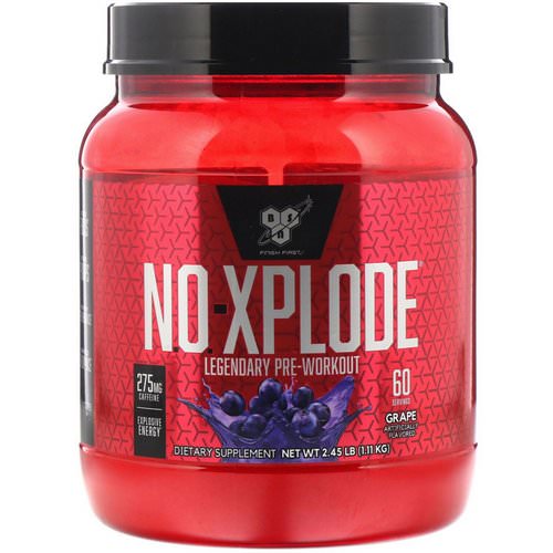 BSN, N.O.-Xplode, Legendary Pre-Workout, Grape, 2.45 lbs (1.11 kg) فوائد