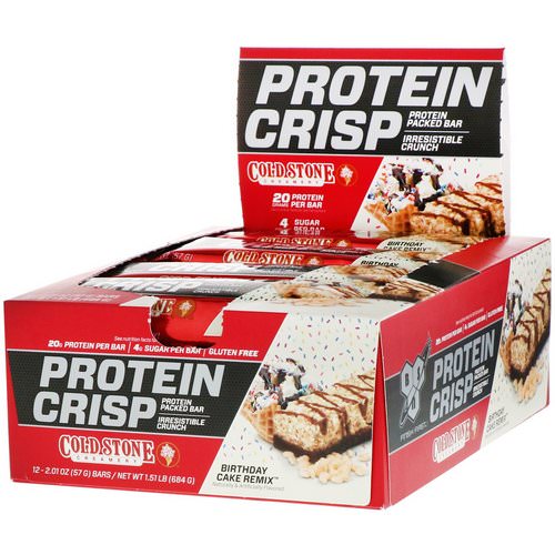 BSN, Protein Crisp, Birthday Cake Remix, 12 Bars, 2.01 oz (57 g) Each فوائد