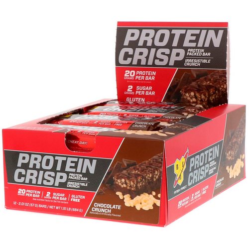 BSN, Protein Crisp, Chocolate Crunch Flavor, 12 Bars, 2.01 oz (57 g) Each فوائد