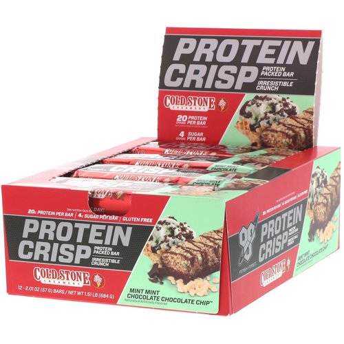 BSN, Protein Crisp, Mint Mint Chocolate Chocolate Chip, 12 Bars, 2.01 oz (57 g) Each فوائد