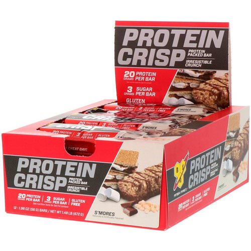 BSN, Protein Crisp, S'mores Flavor, 12 Bars, 1.98 oz (56 g) فوائد