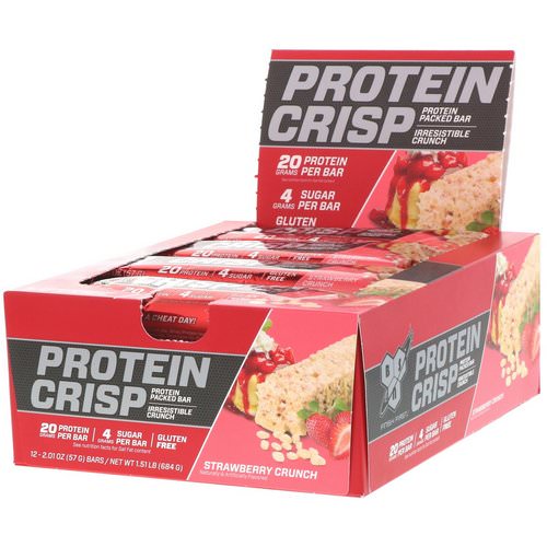 BSN, Protein Crisp, Strawberry Crunch, 12 bars, 2.01 oz (57 g) Each فوائد