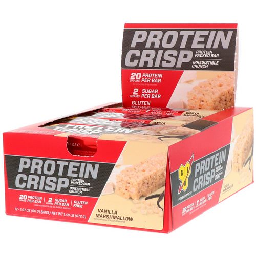 BSN, Protein Crisp, Vanilla Marshmallow, 12 Bars, 1.97 oz (56 g) Each فوائد