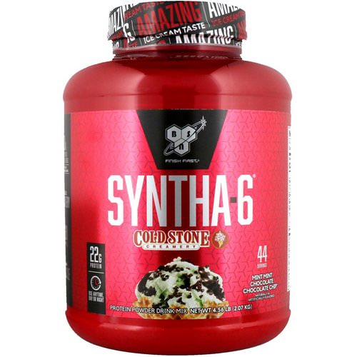 BSN, Syntha-6, Cold Stone Creamery, Mint Mint Chocolate Chocolate Chip, 4.56 lb (2.07 kg) فوائد