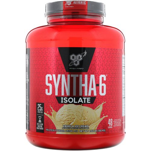 BSN, Syntha-6 Isolate, Protein Powder Drink Mix, Vanilla Ice Cream, 4.02 lbs (1.82 kg) فوائد