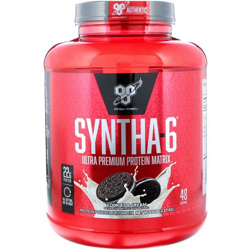 BSN, Syntha-6, Protein Powder Drink Mix, Cookies and Cream, 5.0 lbs (2.27 kg) فوائد