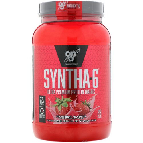 BSN, Syntha-6, Ultra Premium Protein Matrix, Strawberry Milkshake, 2.91 lbs (1.32 kg) فوائد