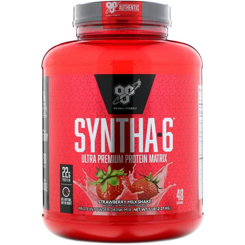 BSN, Syntha-6, Ultra Premium Protein Matrix, Strawberry Milkshake, 5.0 lbs (2.27 kg) فوائد