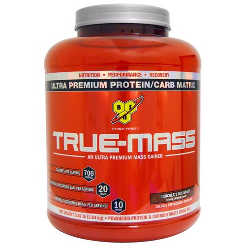 BSN, True-Mass, Ultra Premium Protein/Carb Matrix, Chocolate Milkshake, 5.82 lbs (2.64 kg) فوائد
