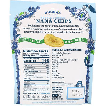 Bubba's Fine Foods, 'Nana Chips, Grand Garlic Parm, 2.7 oz (77 g):الم,ز ,الس,بر ف,د