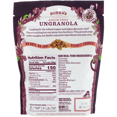 Bubba's Fine Foods, UnGranola, Cinnful Apple, 6 oz (170 g):مزيج ال,جبات الخفيفة, ال,جبات الخفيفة