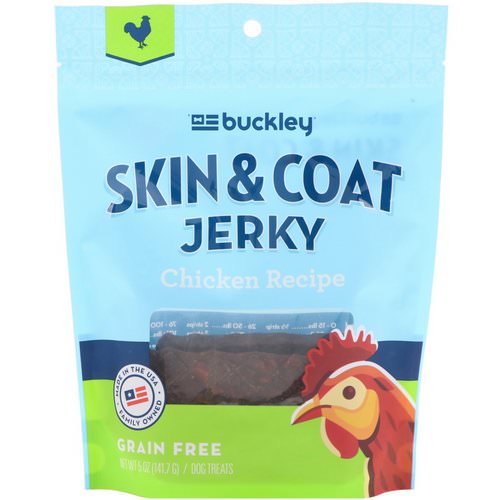 Buckley, Skin & Coat Jerky, Dog Treats, Chicken, 5 oz (141.7 g) فوائد