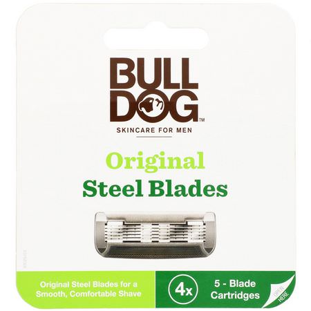 Bulldog Skincare For Men, Original Steel Blades Refill, Four 5-Blade Cartridges:شفرات الحلاقة, إزالة الشعر