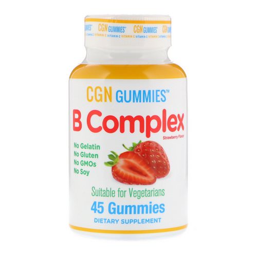 California Gold Nutrition, B Complex Gummies, No Gelatin, No Gluten, Natural Strawberry Flavor, 45 Gummies فوائد