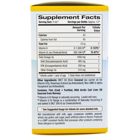 California Gold Nutrition, Baby's DHA, 1050 mg, Omega-3s with Vitamin D3, 2 fl oz (59 ml):أ,ميغا, DHA للأطفال