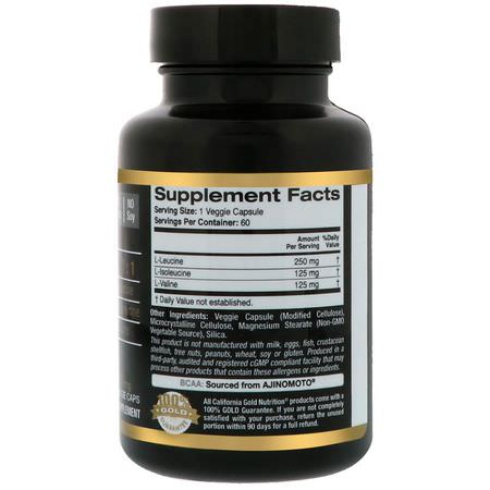 California Gold Nutrition, BCAA, AjiPure® Branched Chain Amino Acid, 500 mg, 60 Veggie Caps:BCAA,الأحماض الأمينية