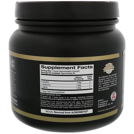 California Gold Nutrition, BCAA Powder, AjiPure®, Branched Chain Amino Acids, 16 oz (454 g):BCAA,الأحماض الأمينية