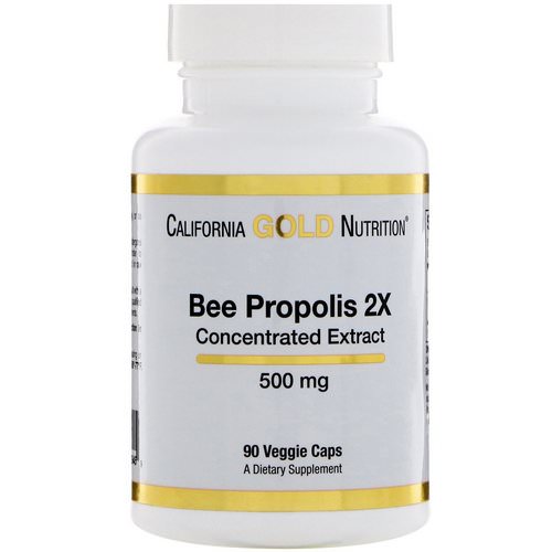 California Gold Nutrition, Bee Propolis 2X, Concentrated Extract, 500 mg, 90 Veggie Caps فوائد