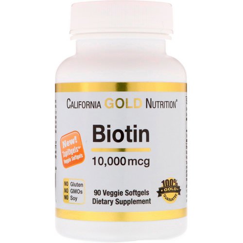 California Gold Nutrition, Biotin, 10,000 mcg, 90 Veggie Softgels فوائد