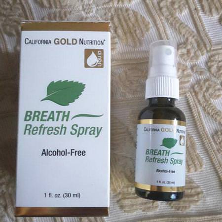 California Gold Nutrition, Breath Refresh Spray, Natural Peppermint, Alcohol-Free, 1 fl oz (30 ml)