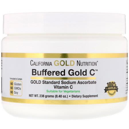 California Gold Nutrition, Buffered Gold C, Non-Acidic Vitamin C Powder, Sodium Ascorbate, 8.40 oz (238 g):أنفلونزا, سعال