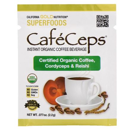 California Gold Nutrition CGN Ganoderma Coffee Mushroom Immune Formulas - الفطر المناعي, الفطر, المكملات الغذائية, Ganoderma Coffee