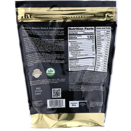 California Gold Nutrition, Chocolate Plant-Based Protein, Vegan, Easy to Digest, 2 lb (907 g):البر,تين النباتي, المصنع