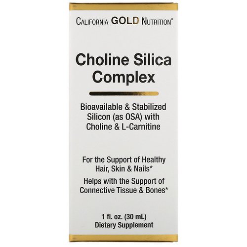 California Gold Nutrition, Choline Silica Complex, Bioavailable Collagen Support, 1 fl oz (30 ml) فوائد