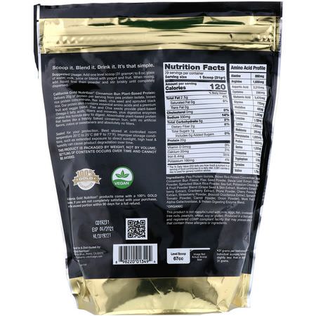 California Gold Nutrition, Cinnamon Bun Plant-Based Protein, Vegan, Easy to Digest, 2 lb (907 g):البر,تين النباتي, المصنع