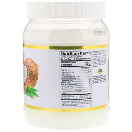 California Gold Nutrition, Cold-Pressed Organic Virgin Coconut Oil, 54 fl oz (1.6 L):س,برف,دس, الخضر